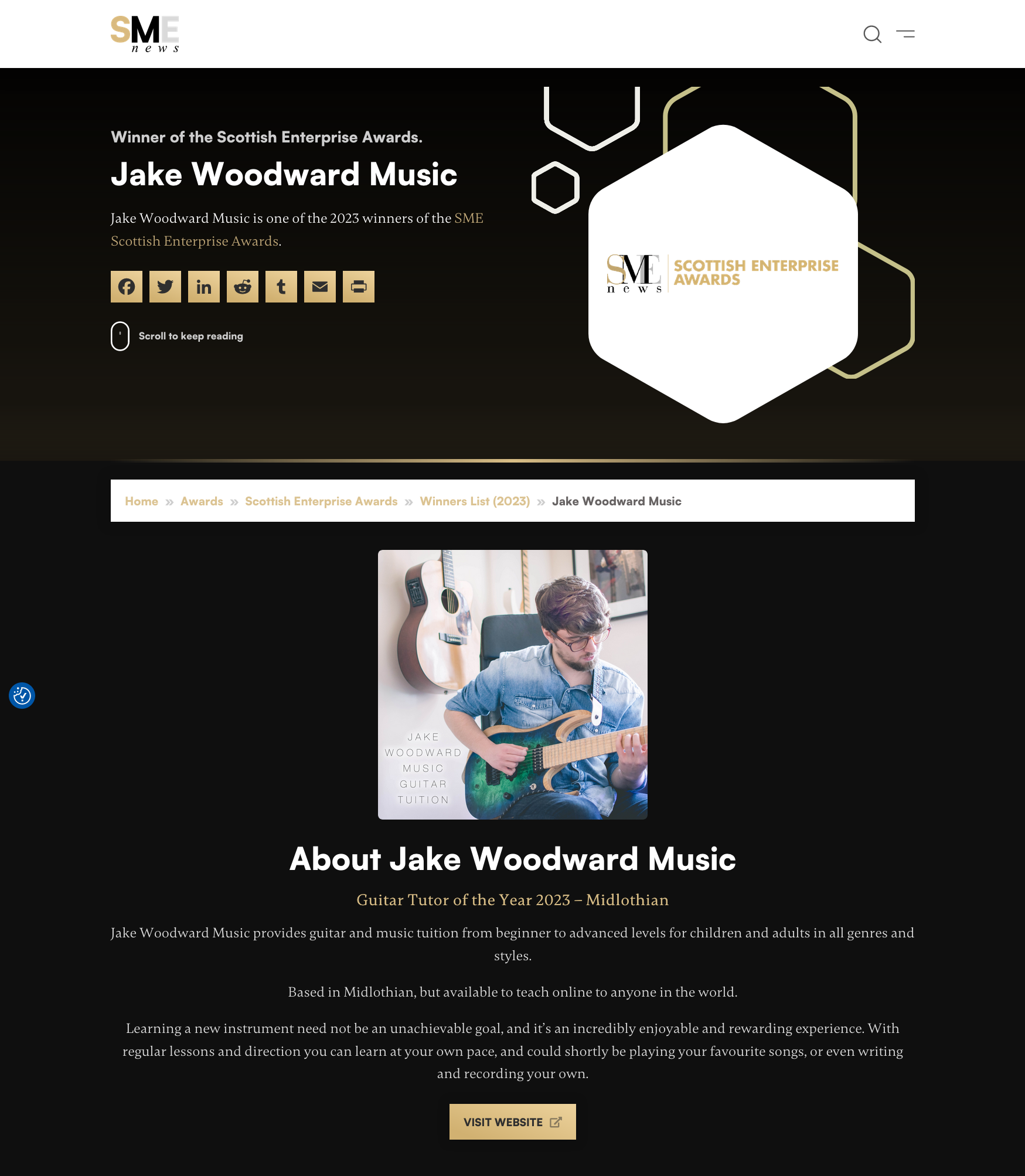 SME award website full screenshot